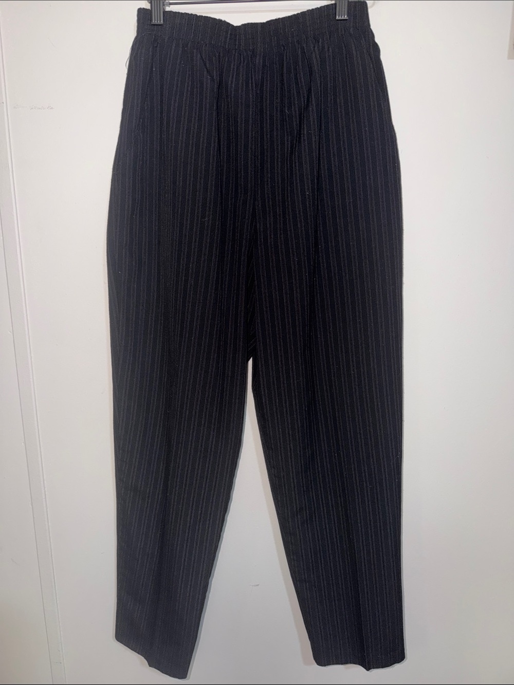 Briggs New York Black Pinstripe Elastic-Waist Trousers